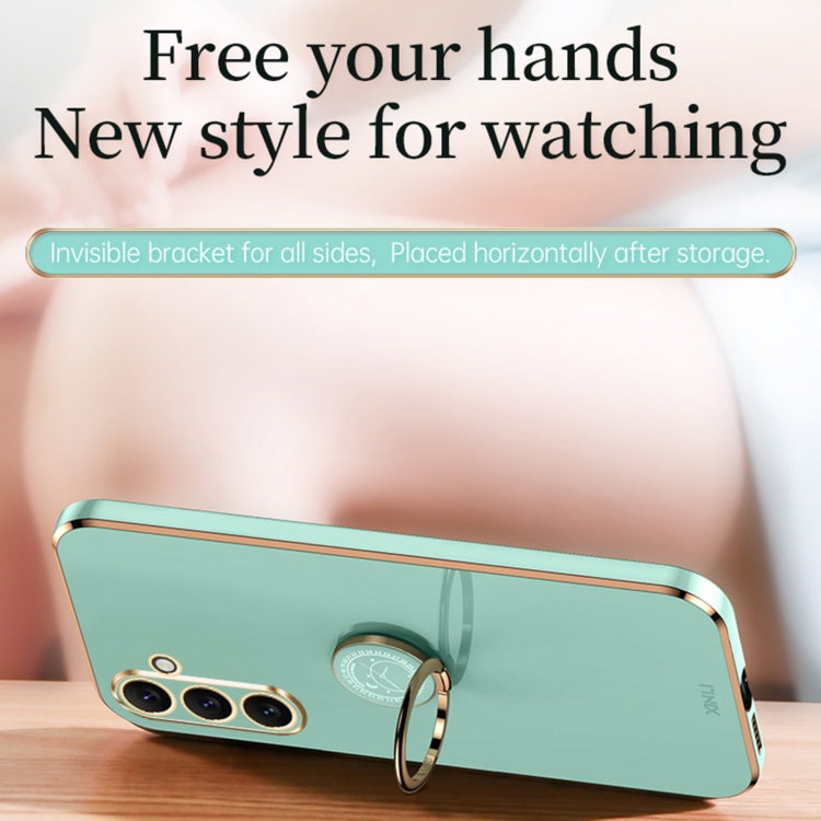 XINLI Straight Edge 6D Electroplate TPU Phone Case with Ring Holder