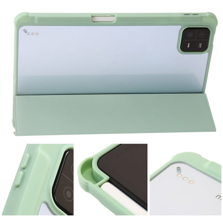 3-Fold Clear Acrylic Leather Tablet Case, For Xiaomi Pad 6, For Xiaomi Pad 6 Pro