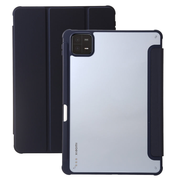 3-Fold Clear Acrylic Leather Tablet Case, For Xiaomi Pad 6, For Xiaomi Pad 6 Pro