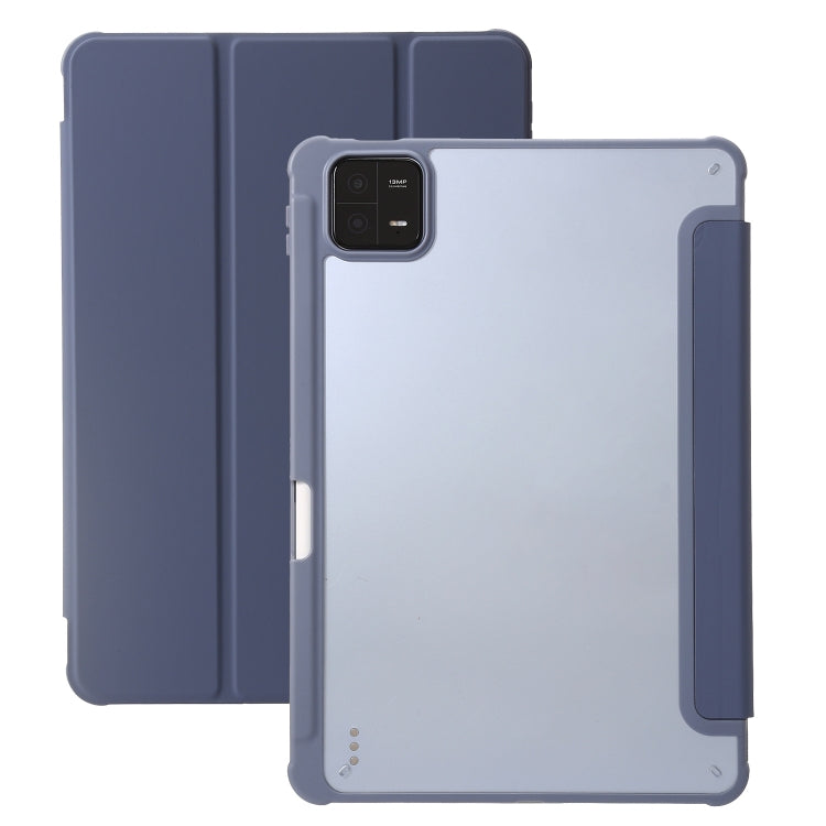 3-Fold Clear Acrylic Leather Tablet Case, For Xiaomi Pad 6, For Xiaomi Pad 6 Pro