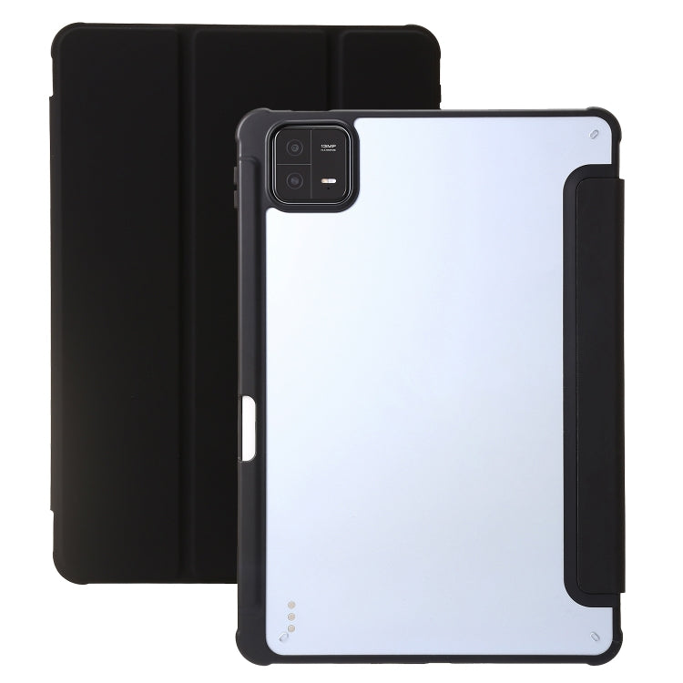 3-Fold Clear Acrylic Leather Tablet Case, For Xiaomi Pad 6, For Xiaomi Pad 6 Pro