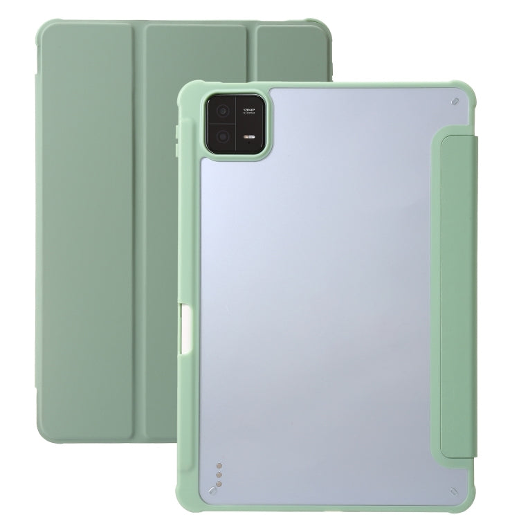 3-Fold Clear Acrylic Leather Tablet Case, For Xiaomi Pad 6, For Xiaomi Pad 6 Pro