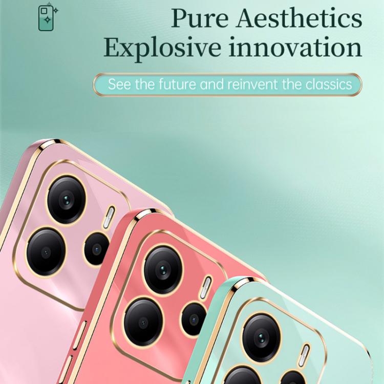 XINLI Straight Edge 6D Electroplate TPU Phone Case, For Redmi Note 14 4G 163.25mm, For Redmi Note 14 5G Global, For Redmi 14 4G