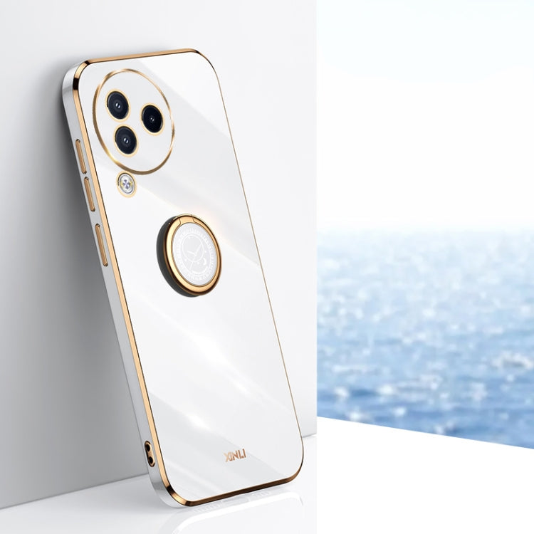 XINLI Straight Edge 6D Electroplate TPU Phone Case with Ring Holder