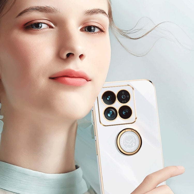 XINLI Straight Edge 6D Electroplate TPU Phone Case with Ring Holder