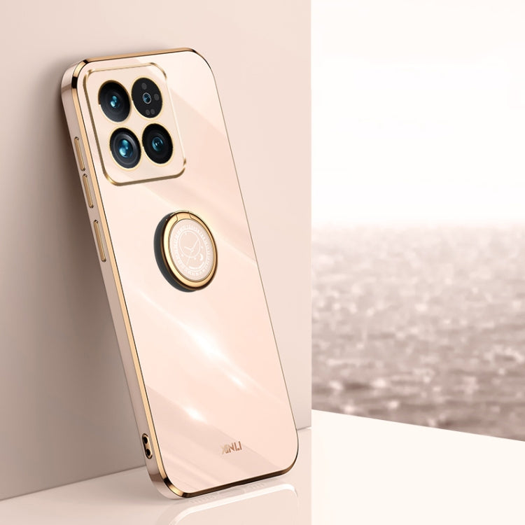 Coque XINLI Straight Edge 6D en TPU galvanisé avec anneau de support, pour Xiaomi Redmi K70E, Xiaomi 14 Pro, Xiaomi 14 et Xiaomi Redmi Note 13 5G