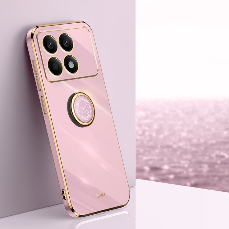 Coque XINLI Straight Edge 6D en TPU galvanisé avec anneau de support, pour Xiaomi Redmi K70E, Xiaomi 14 Pro, Xiaomi 14 et Xiaomi Redmi Note 13 5G