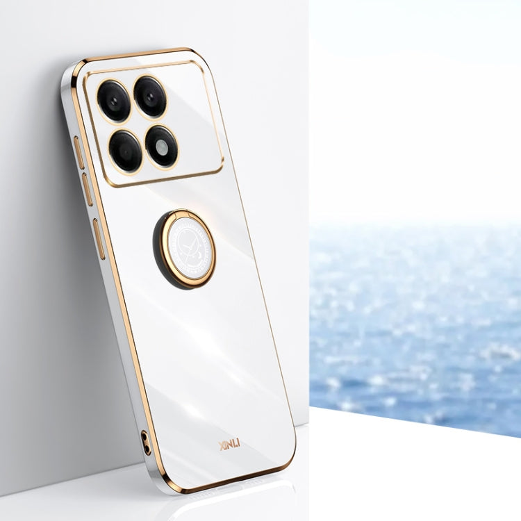 Coque XINLI Straight Edge 6D en TPU galvanisé avec anneau de support, pour Xiaomi Redmi K70E, Xiaomi 14 Pro, Xiaomi 14 et Xiaomi Redmi Note 13 5G