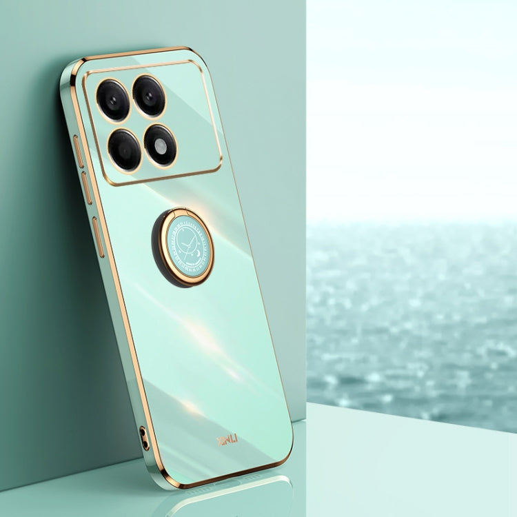 Coque XINLI Straight Edge 6D en TPU galvanisé avec anneau de support, pour Xiaomi Redmi K70E, Xiaomi 14 Pro, Xiaomi 14 et Xiaomi Redmi Note 13 5G