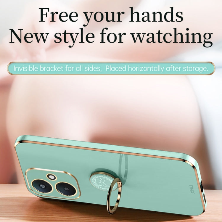 XINLI Straight Edge 6D Electroplate TPU Phone Case with Ring Holder