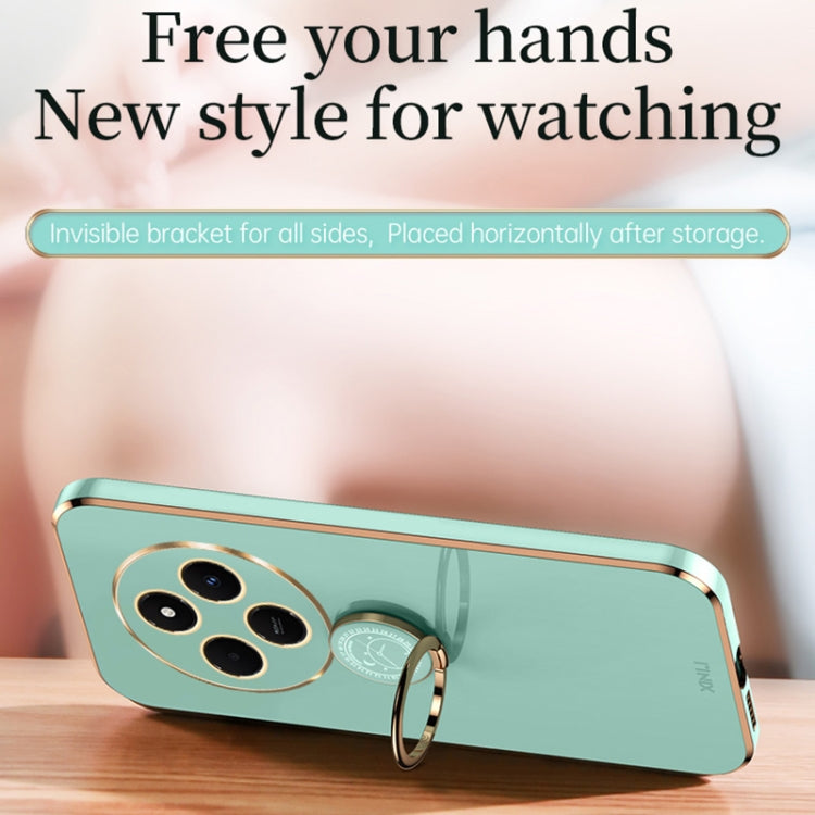 XINLI Straight Edge 6D Electroplate TPU Phone Case with Ring Holder