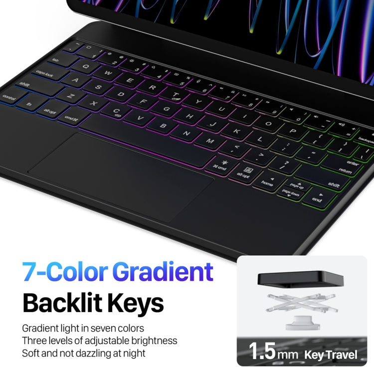 Étui en cuir avec clavier magnétique flottant DUX DUCIS MK Series pour iPad Pro 11 (2022) / Air 11 (2024), iPad Pro 12.9 (2022), iPad Pro 12.9 (2021) et iPad Pro 12.9 (2020).
