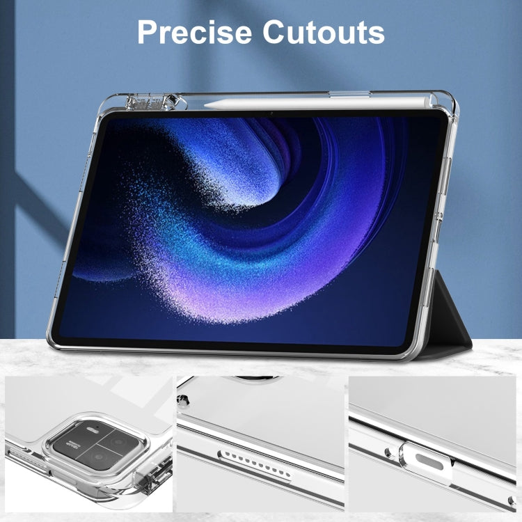 3-fold Clear TPU Smart Leather Tablet Case, For Xiaomi Pad 6 / 6 Pro