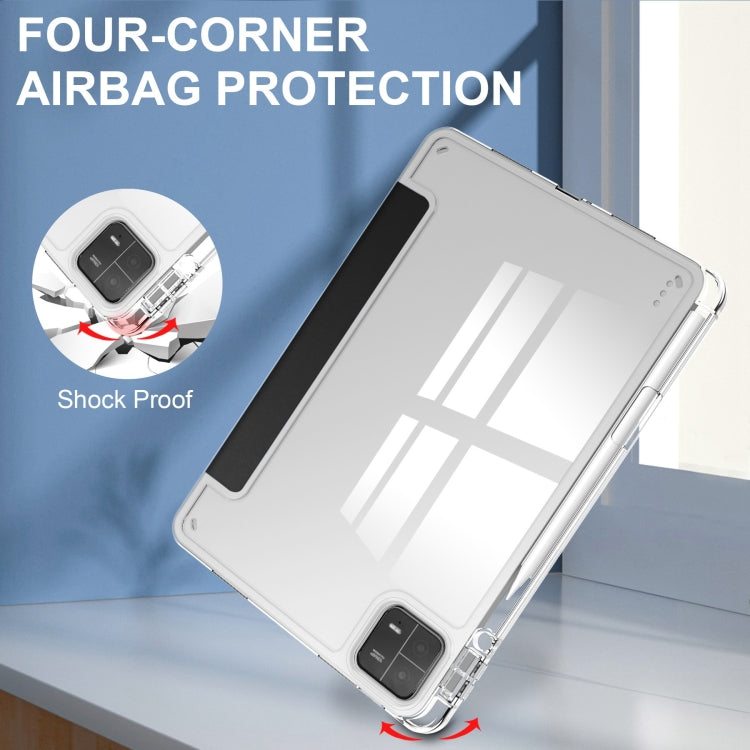 3-fold Clear TPU Smart Leather Tablet Case, For Xiaomi Pad 6 / 6 Pro