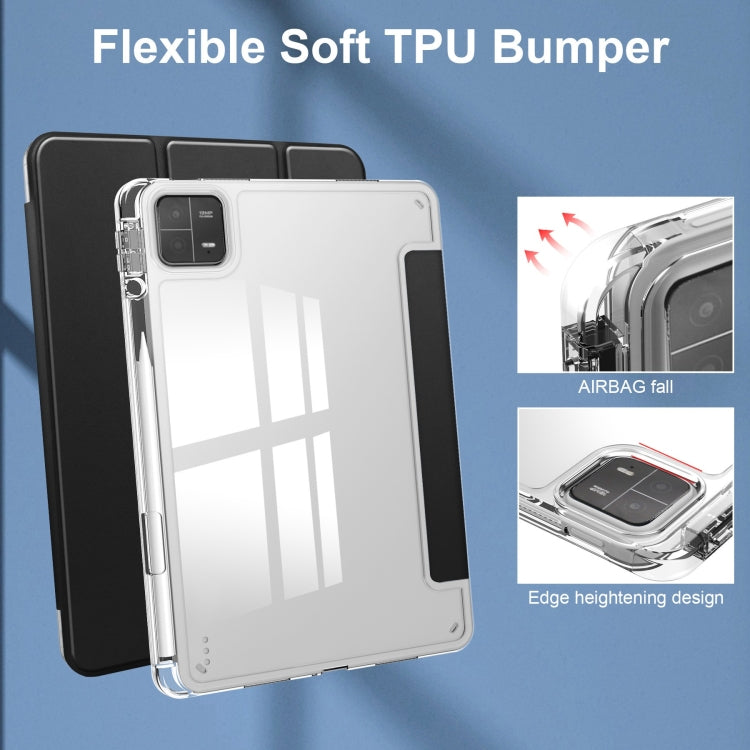 3-fold Clear TPU Smart Leather Tablet Case, For Xiaomi Pad 6 / 6 Pro