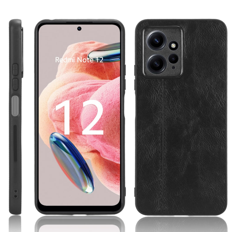 Sewing Cow Pattern Skin PC + PU + TPU Phone Case, For Xiaomi Redmi Note 12 4G Global