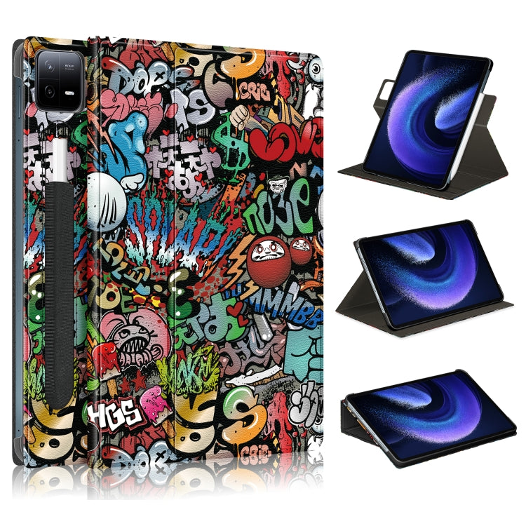 360 Rotation Stand Painted Smart Leather Tablet Case