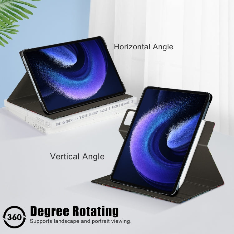 360 Rotation Stand Painted Smart Leather Tablet Case