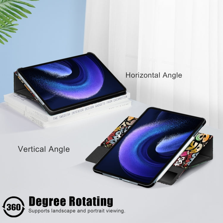 360 Rotation Stand Painted Smart Leather Tablet Case