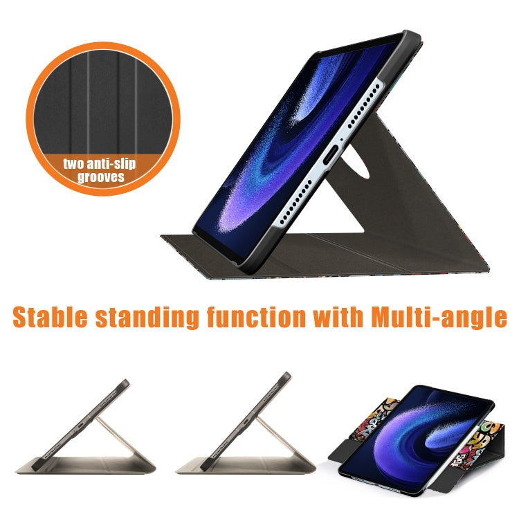 360 Rotation Stand Painted Smart Leather Tablet Case