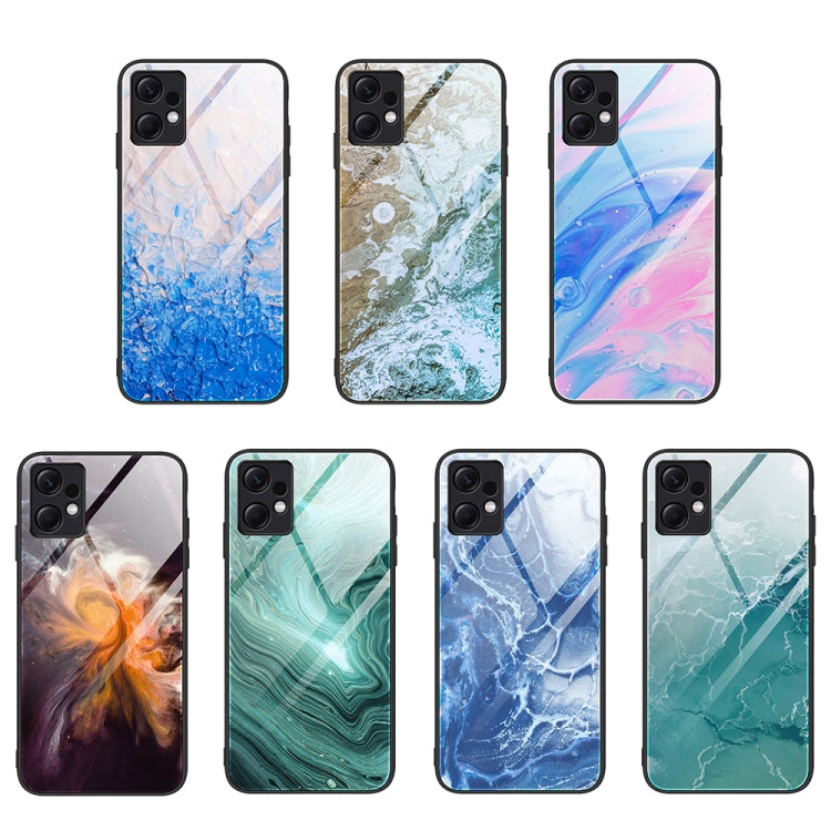 Marble Pattern Glass Protective Phone Case, For Xiaomi Redmi Note 12 4G Global, For Xiaomi Redmi Note 12 Turbo