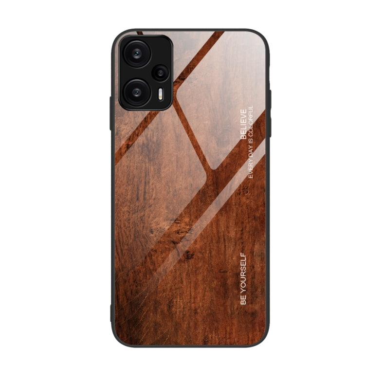 Wood Grain Glass TPU Phone Case, For Xiaomi Redmi Note 12 4G Global, For Xiaomi Redmi Note 12 Turbo
