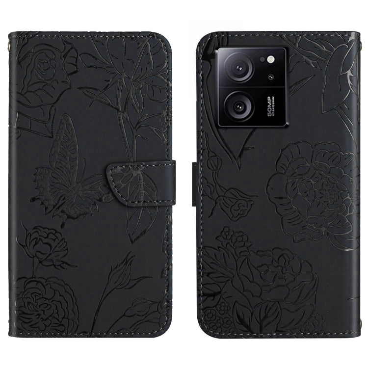 Skin Feel Butterfly Embossed Flip Leather Phone Case