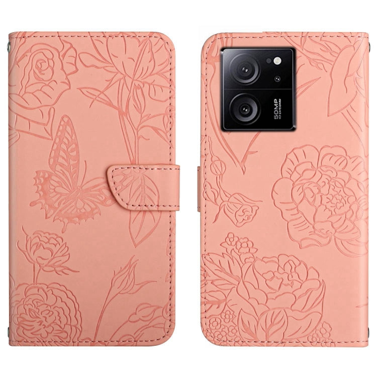 Skin Feel Butterfly Embossed Flip Leather Phone Case