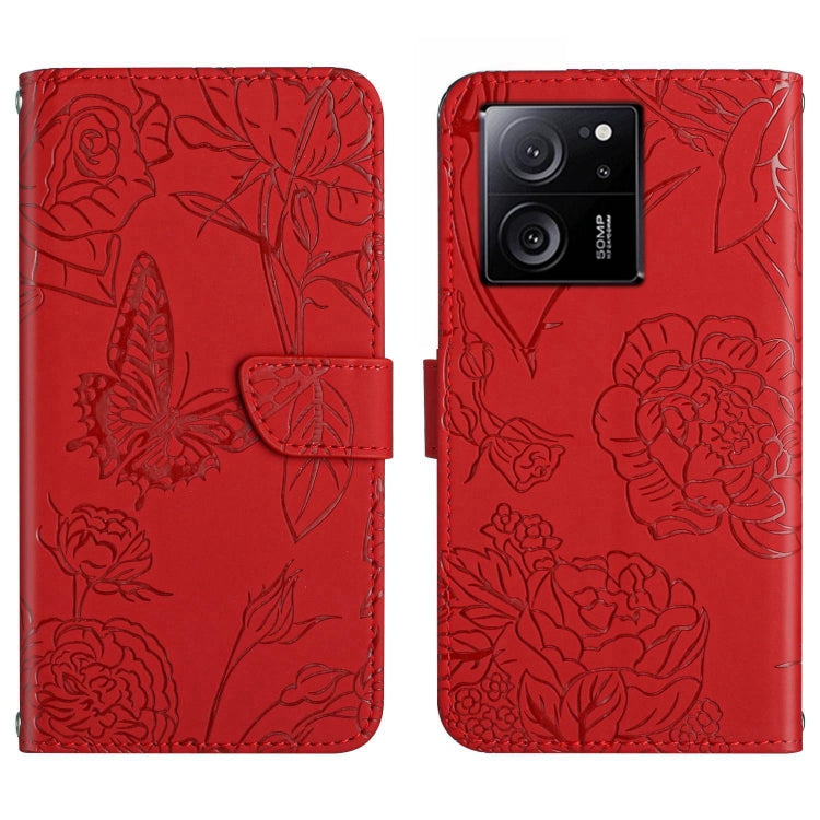 Skin Feel Butterfly Embossed Flip Leather Phone Case