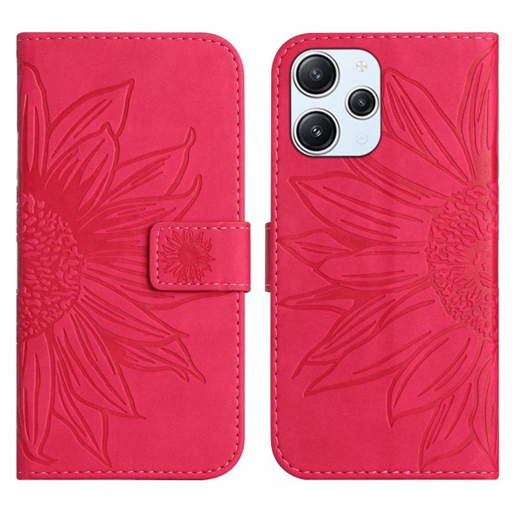 Skin Feel Sun Flower Embossed Flip Leather Phone Case with Lanyard
