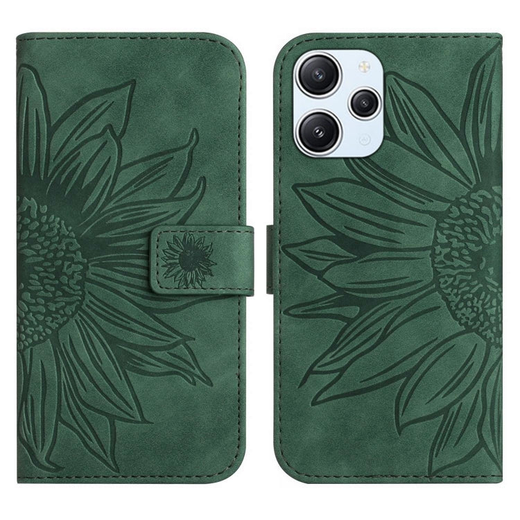 Skin Feel Sun Flower Embossed Flip Leather Phone Case with Lanyard