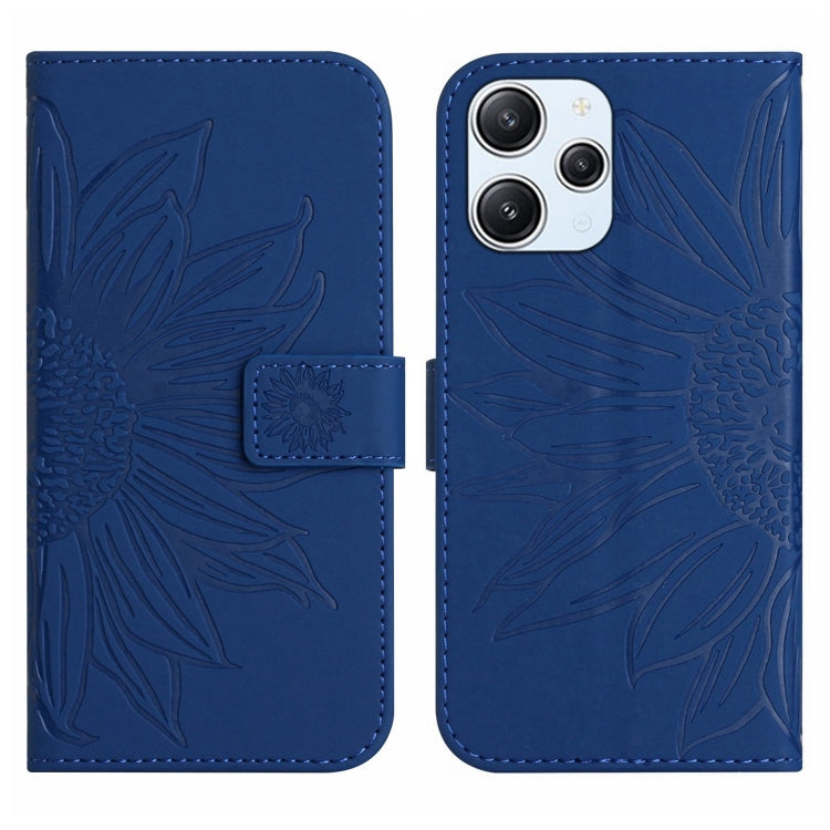 Skin Feel Sun Flower Embossed Flip Leather Phone Case with Lanyard