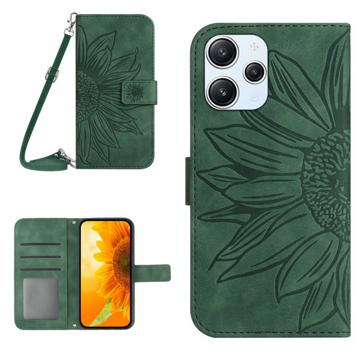 Skin Feel Sun Flower Embossed Flip Leather Phone Case with Lanyard