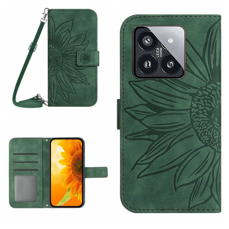 Skin Feel Sun Flower Embossed Flip Leather Phone Case with Lanyard