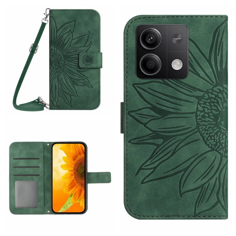 Skin Feel Sun Flower Embossed Flip Leather Phone Case with Lanyard