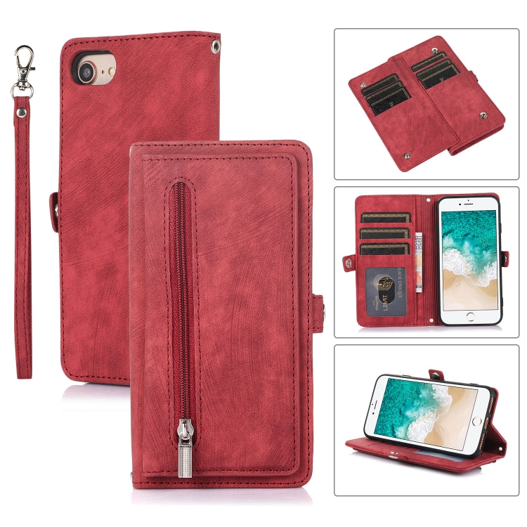 Zipper Card Slot Buckle Wallet Leather Phone Case, For iPhone 8 / 7 / SE 2020 2022, For iPhone XR, For iPhone 11, For iPhone 13 Pro