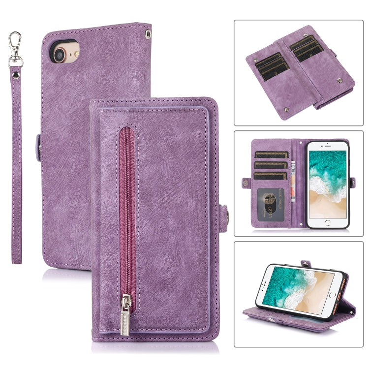Zipper Card Slot Buckle Wallet Leather Phone Case, For iPhone 8 / 7 / SE 2020 2022, For iPhone XR, For iPhone 11, For iPhone 13 Pro