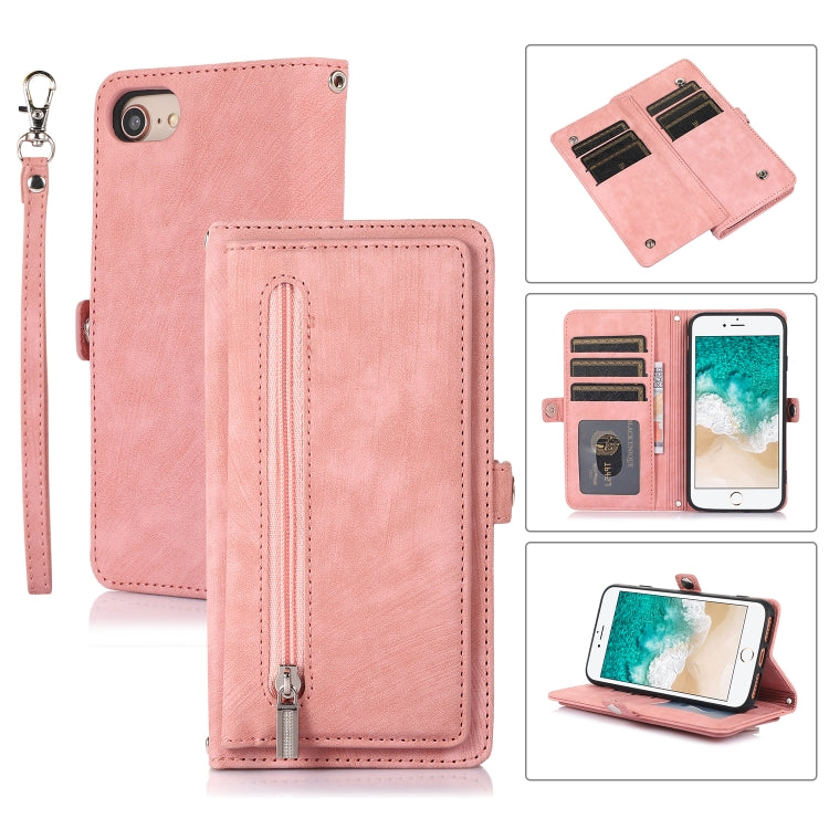 Zipper Card Slot Buckle Wallet Leather Phone Case, For iPhone 8 / 7 / SE 2020 2022, For iPhone XR, For iPhone 11, For iPhone 13 Pro