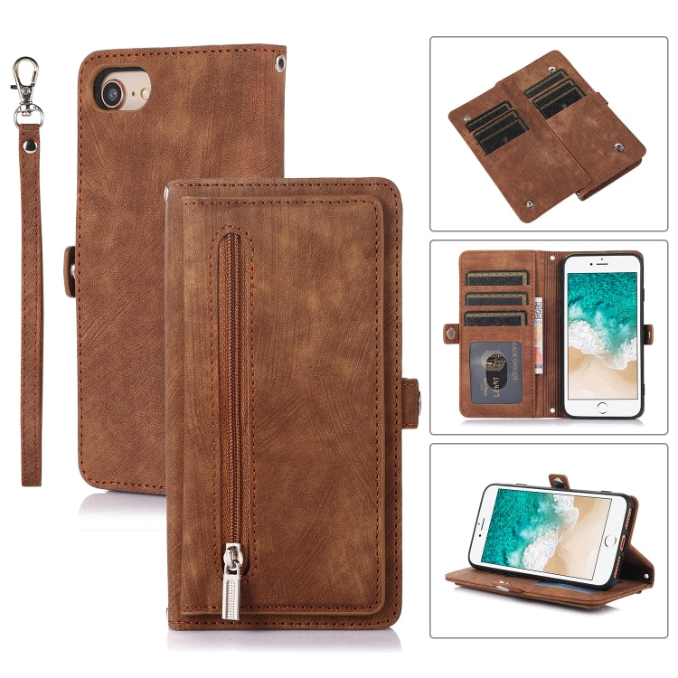 Zipper Card Slot Buckle Wallet Leather Phone Case, For iPhone 8 / 7 / SE 2020 2022, For iPhone XR, For iPhone 11, For iPhone 13 Pro