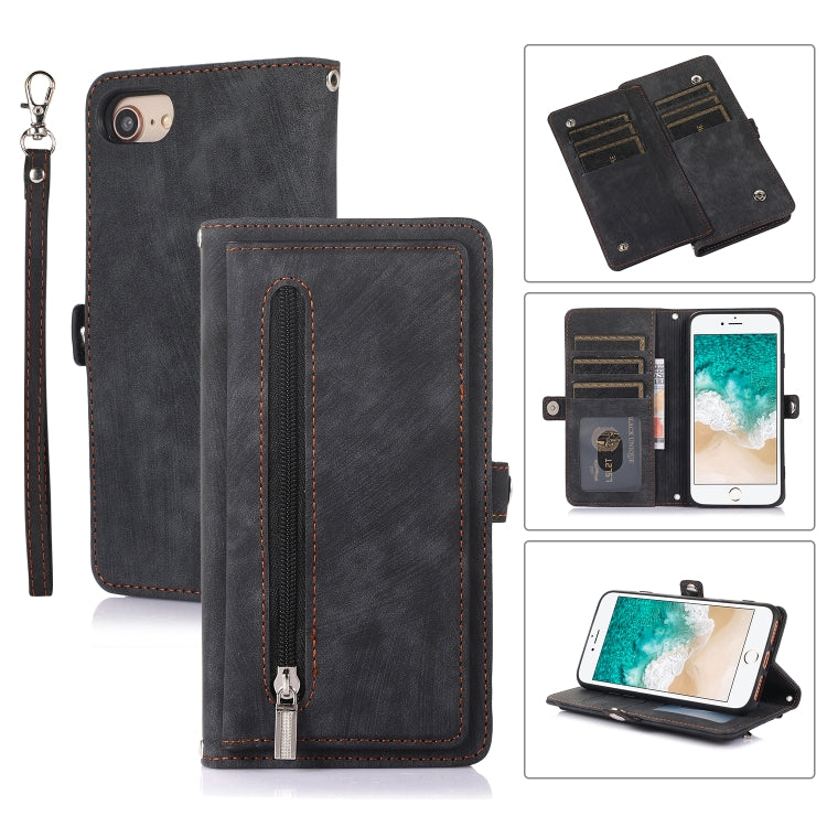 Zipper Card Slot Buckle Wallet Leather Phone Case, For iPhone 8 / 7 / SE 2020 2022, For iPhone XR, For iPhone 11, For iPhone 13 Pro