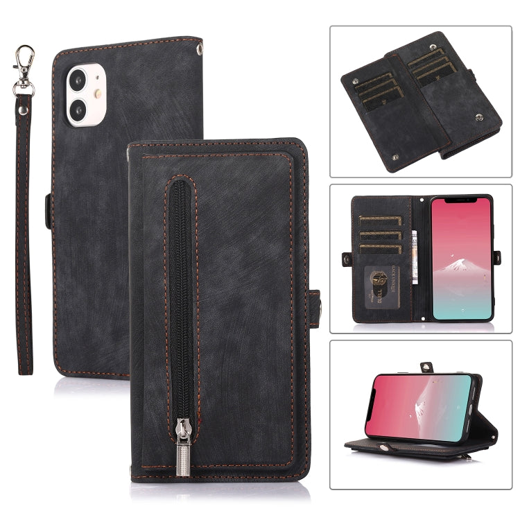 Zipper Card Slot Buckle Wallet Leather Phone Case, For iPhone 8 / 7 / SE 2020 2022, For iPhone XR, For iPhone 11, For iPhone 13 Pro