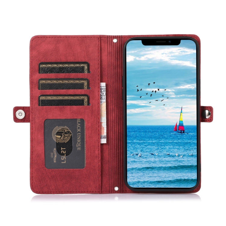 Zipper Card Slot Buckle Wallet Leather Phone Case, For iPhone 13 Pro Max