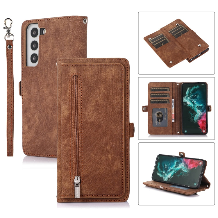 Zipper Card Slot Buckle Wallet Leather Phone Case, For Samsung Galaxy S21+