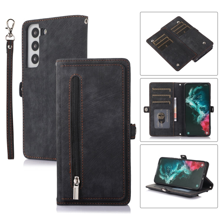 Zipper Card Slot Buckle Wallet Leather Phone Case, For Samsung Galaxy S21+