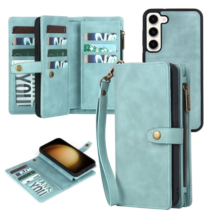 Étui portefeuille en cuir magnétique détachable avec fermeture éclair pour Samsung Galaxy S23 5G, Samsung Galaxy S23+ 5G, Samsung Galaxy S23 Ultra 5G, Samsung Galaxy S22 5G, Samsung Galaxy S22+ 5G, Samsung Galaxy S22 Ultra 5G, Samsung Galaxy S21 5G