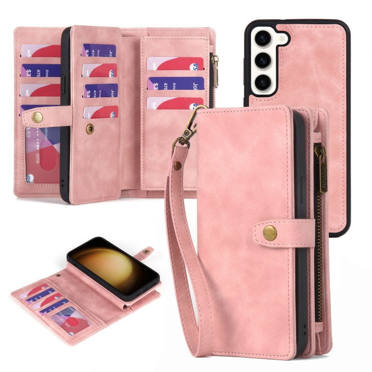 Étui portefeuille en cuir magnétique détachable avec fermeture éclair pour Samsung Galaxy S23 5G, Samsung Galaxy S23+ 5G, Samsung Galaxy S23 Ultra 5G, Samsung Galaxy S22 5G, Samsung Galaxy S22+ 5G, Samsung Galaxy S22 Ultra 5G, Samsung Galaxy S21 5G
