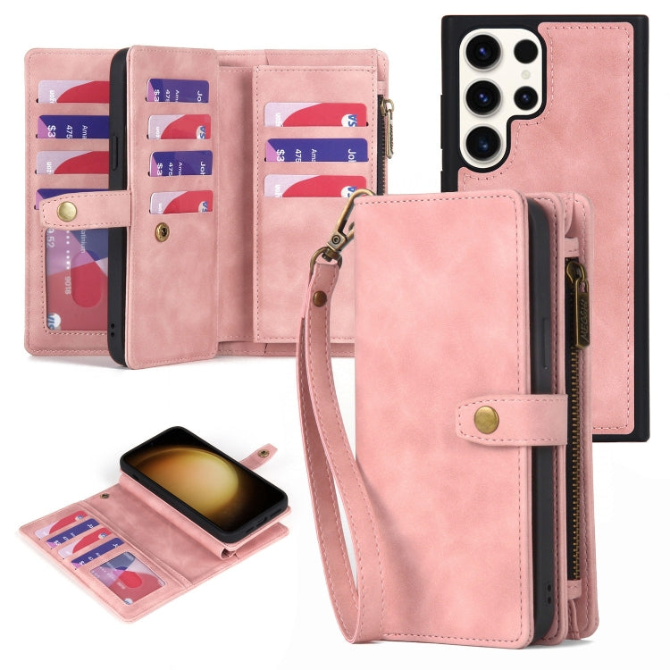 Étui portefeuille en cuir magnétique détachable avec fermeture éclair pour Samsung Galaxy S23 5G, Samsung Galaxy S23+ 5G, Samsung Galaxy S23 Ultra 5G, Samsung Galaxy S22 5G, Samsung Galaxy S22+ 5G, Samsung Galaxy S22 Ultra 5G, Samsung Galaxy S21 5G