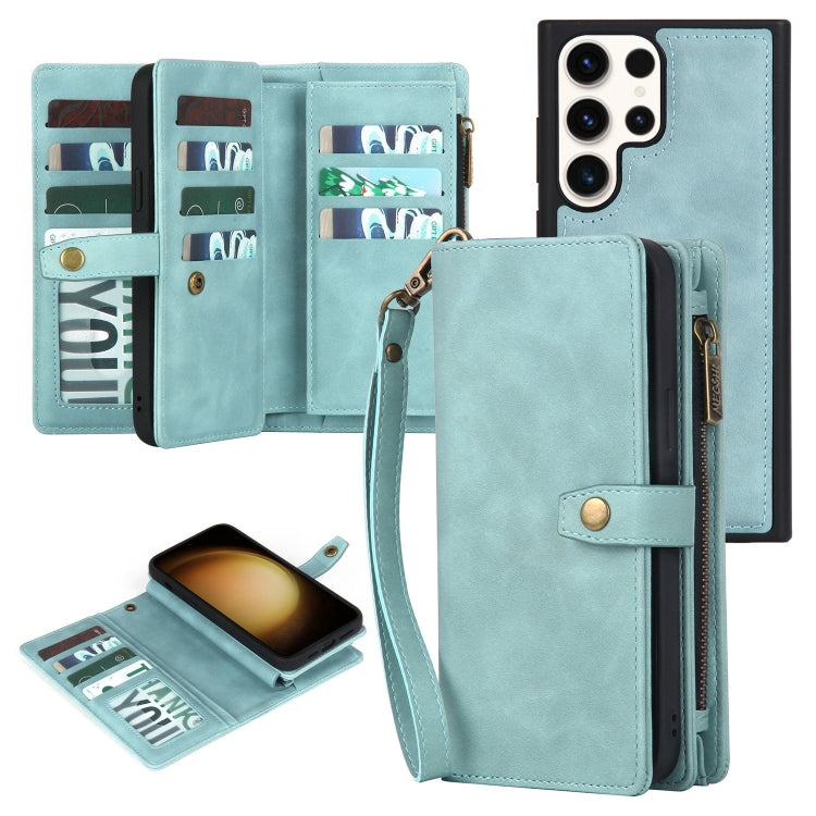 Étui portefeuille en cuir magnétique détachable avec fermeture éclair pour Samsung Galaxy S23 5G, Samsung Galaxy S23+ 5G, Samsung Galaxy S23 Ultra 5G, Samsung Galaxy S22 5G, Samsung Galaxy S22+ 5G, Samsung Galaxy S22 Ultra 5G, Samsung Galaxy S21 5G