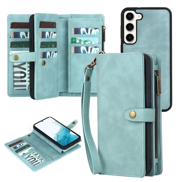 Étui portefeuille en cuir magnétique détachable avec fermeture éclair pour Samsung Galaxy S23 5G, Samsung Galaxy S23+ 5G, Samsung Galaxy S23 Ultra 5G, Samsung Galaxy S22 5G, Samsung Galaxy S22+ 5G, Samsung Galaxy S22 Ultra 5G, Samsung Galaxy S21 5G