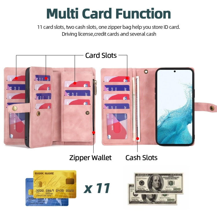 Étui portefeuille en cuir magnétique détachable avec fermeture éclair pour Samsung Galaxy A42 5G, Samsung Galaxy A50, Samsung Galaxy A51 4G, Samsung Galaxy A51 5G, Samsung Galaxy A52 4G/5G, Samsung Galaxy A53 5G, Samsung Galaxy A54 5G